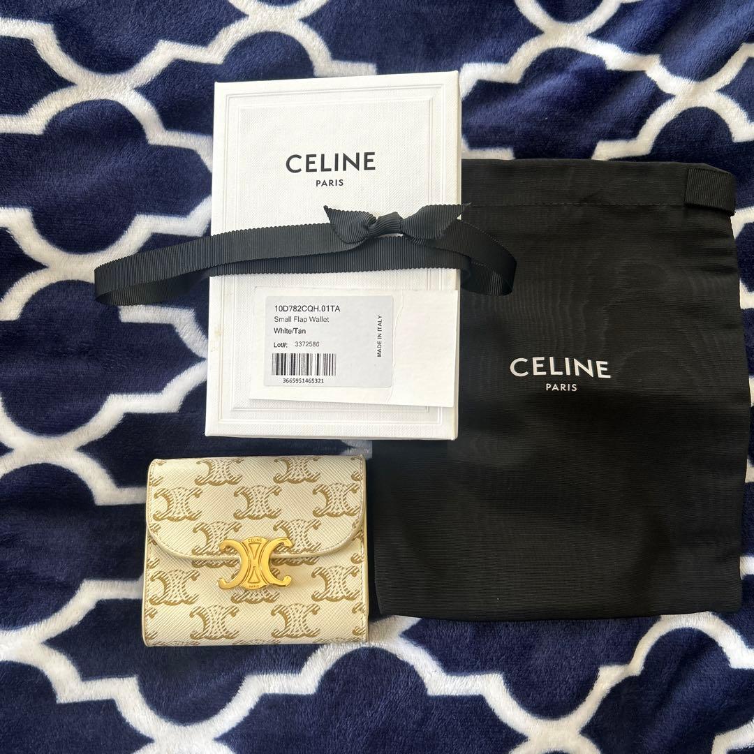 [最終価格]美品CELINE トリオンフ　三つ折り財布 アイボリー/ゴールド