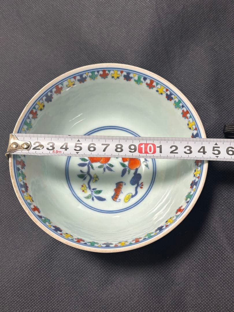 中国清時代　闘彩　龍文茶碗 豆彩 鬥彩 大清雍正年製在銘 官窯 15cm