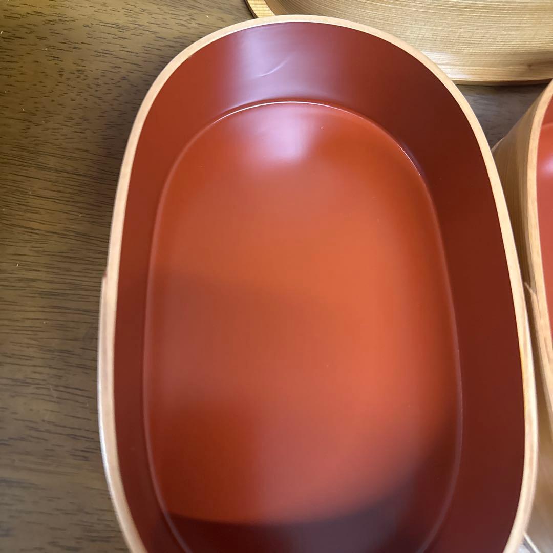 秋田　曲げわっぱ　未使用　弁当箱 朱塗　2段重ね