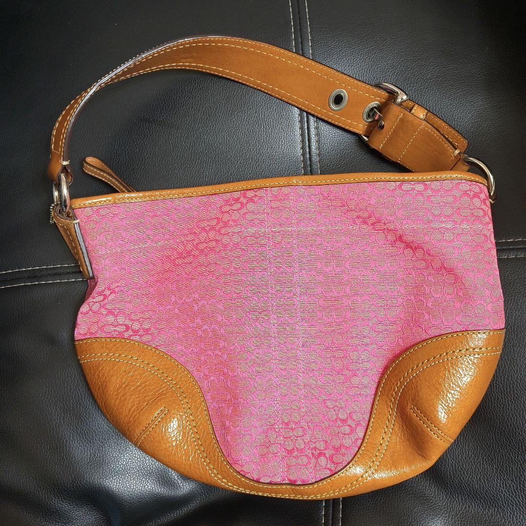 コーチ COACH ハンドバッグ シグネチャー ピンク×ブラウン