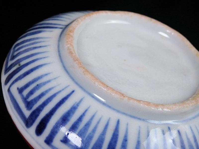 古伊万里　金襴手　窓絵　柴垣に菊の図　油壷　D184-fblw