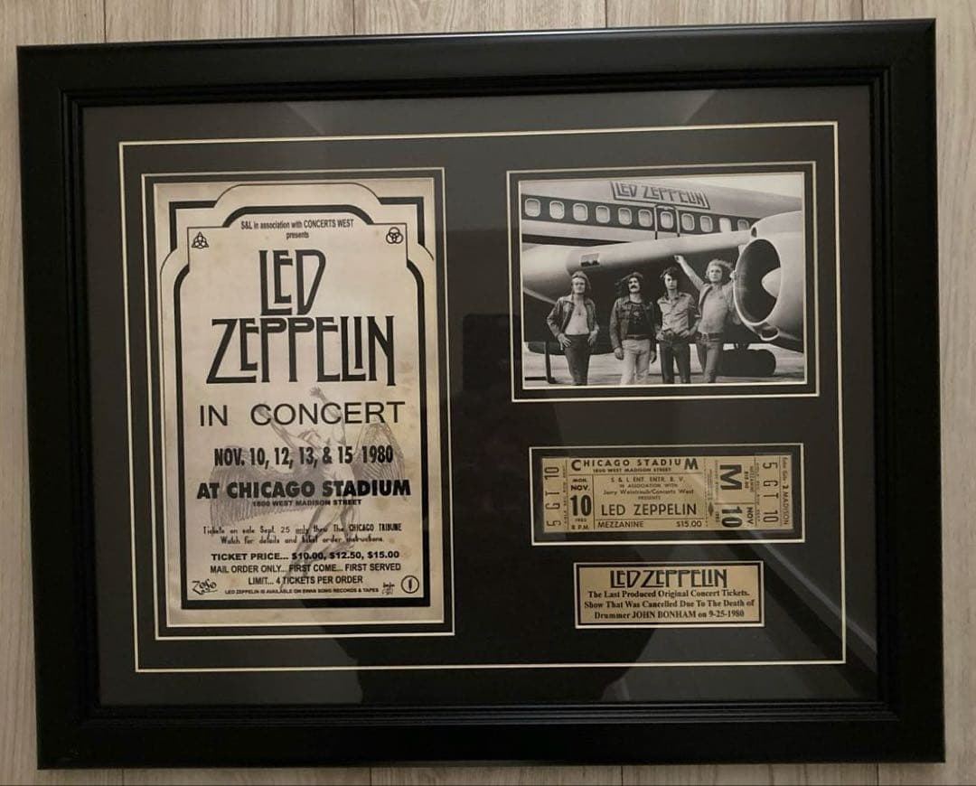 レッド•ツェッペリン 1980年コンサートチケット額装