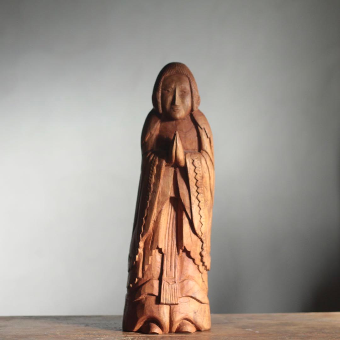 木彫 祈りの像 古道具 民衆仏 アンティーク オブジェ アイヌ？