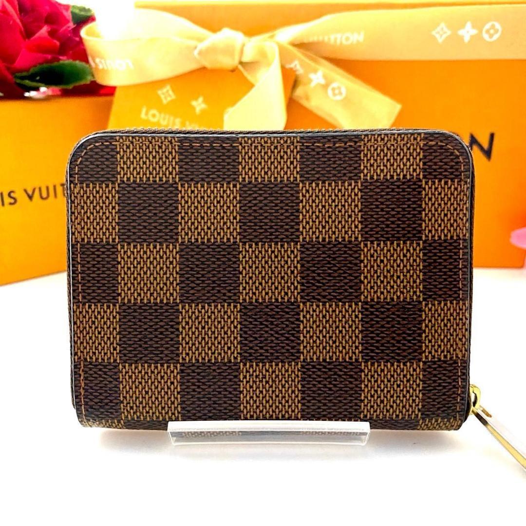 ルイ ヴィトン◎パース ラウンドファスナー ダミエ エベヌ ブラウン 茶色