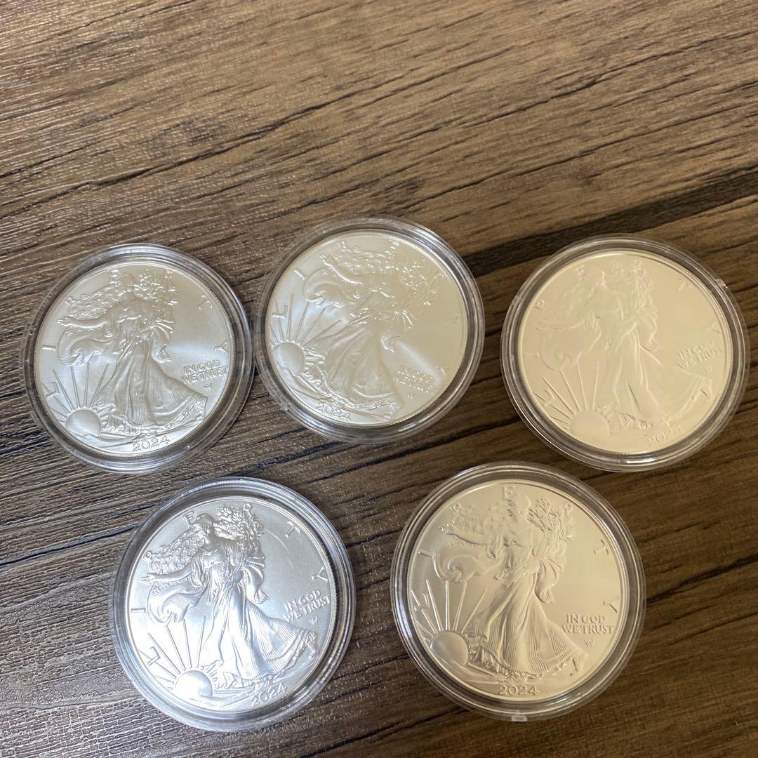 純銀　1オンス 5枚セット 2024年　アメリカ　イーグル・ウォーキングリバティ