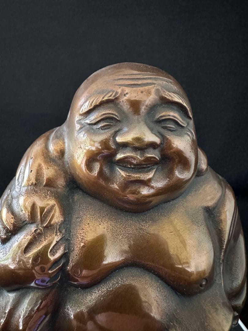 布袋様置物　銅製　高さ約14.5cm 七福神　骨董　古美術