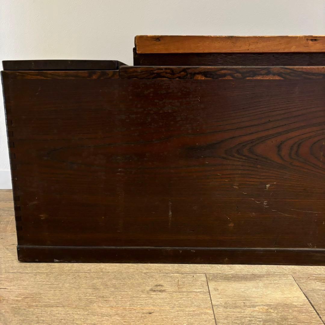 囲炉裏　長火鉢　アンティーク　昭和レトロ　蓋付き　灰入り　木製　引き出し付　骨董