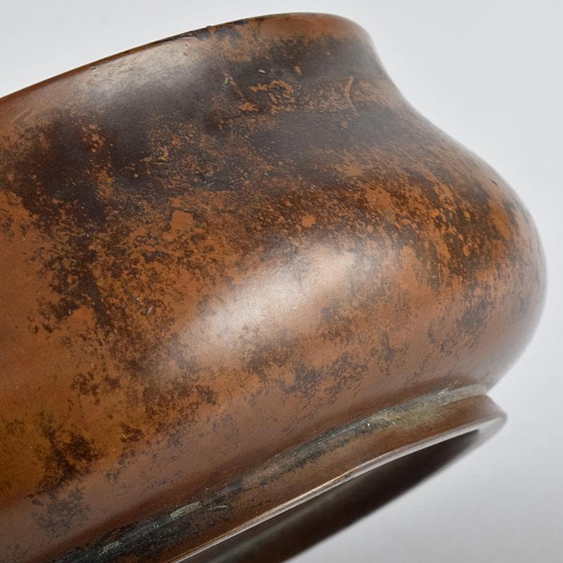 NM　中国　古銅　双獅子耳香炉　在銘　M　R9067