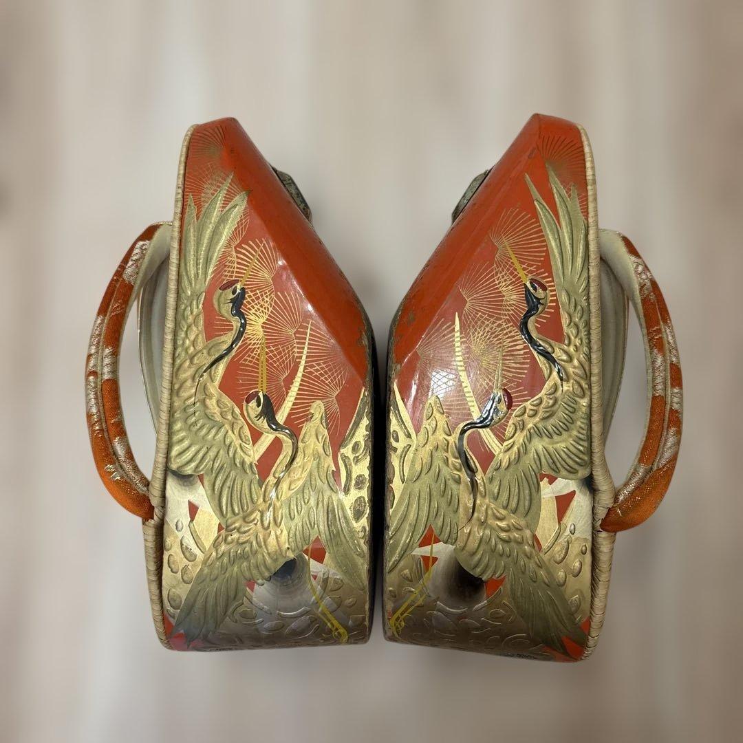 七五三　7歳　ぽっくり下駄　オレンジ系