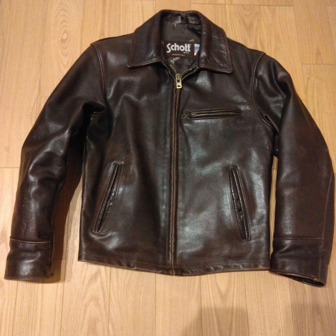 SCHOTT 659　シングルライダース　トラッカーズ　サイズ36　赤茶色系