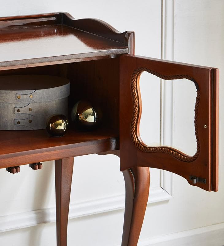 アンティーク調 ミニ ガラスキャビネット サイドテーブル 高級 木製 コンソール