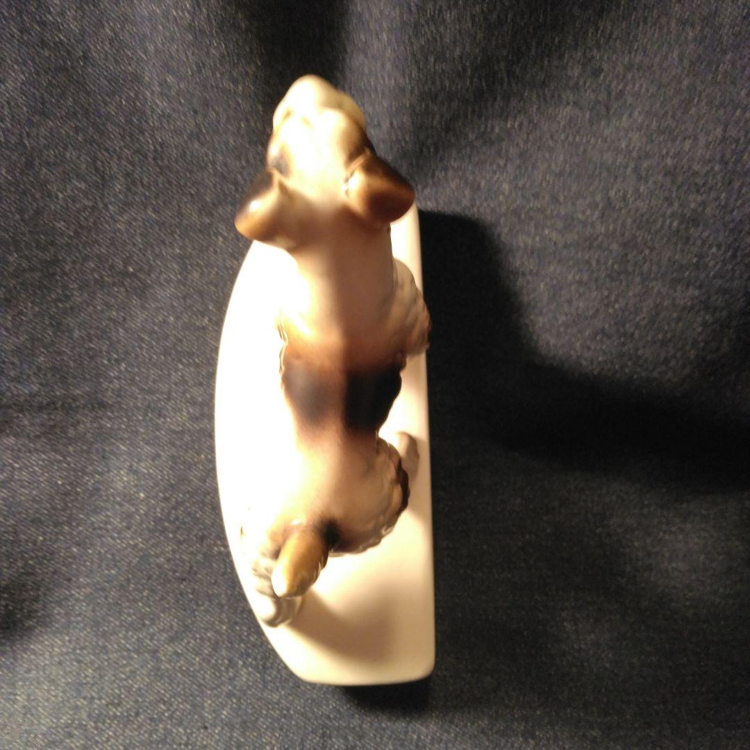昭和レトロ　リード　 陶器製犬の置物ノベルティ　シユナウザー　当時物