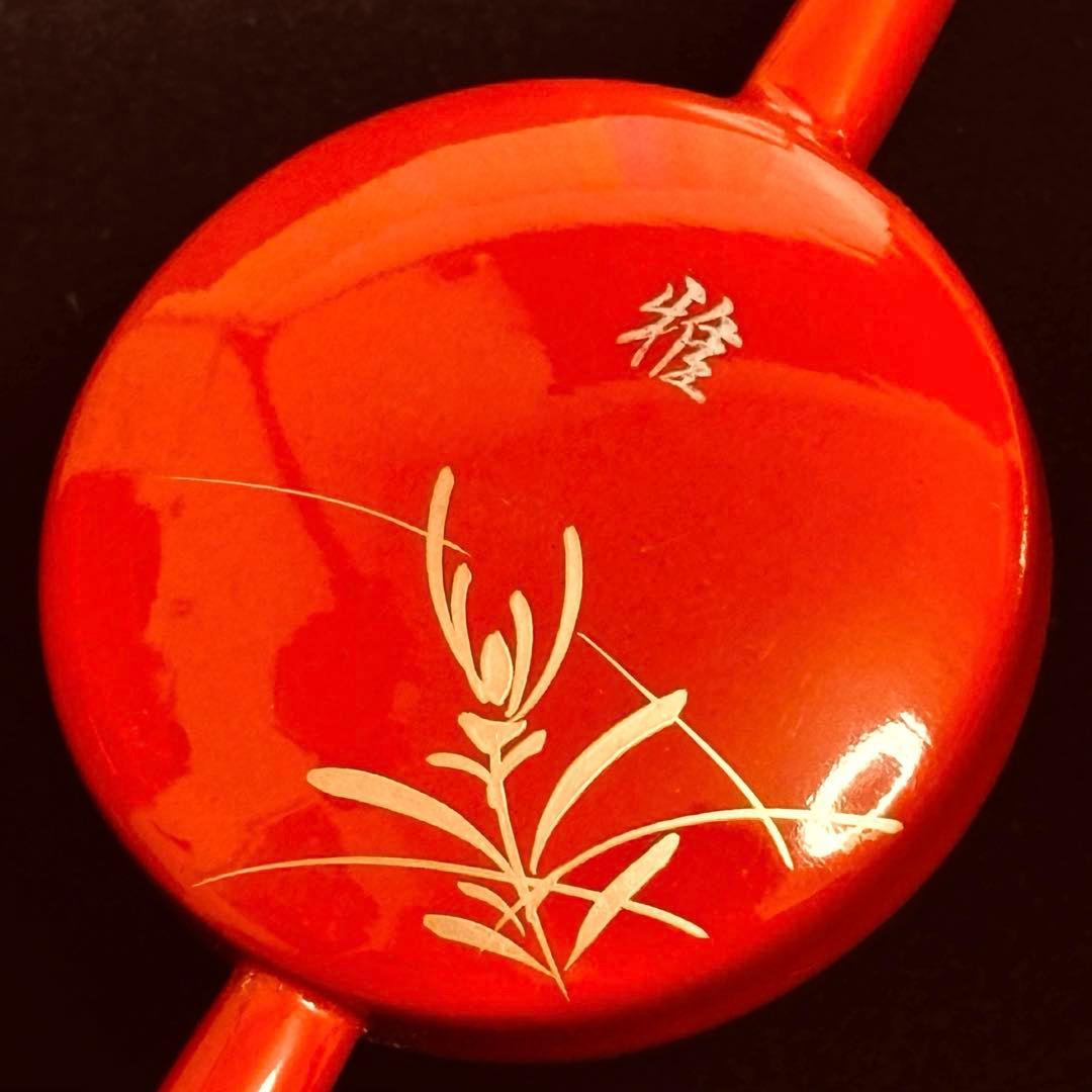 かづら清老舗　櫛　簪　笹　純金本漆蒔絵　銘あり　箱付き　京都