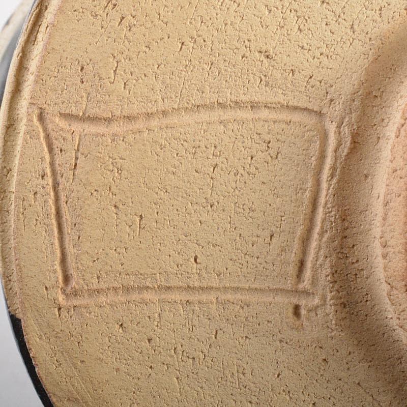 北大路魯山人作　織部焼　於里辺　茶碗　共布共箱　M　R7472