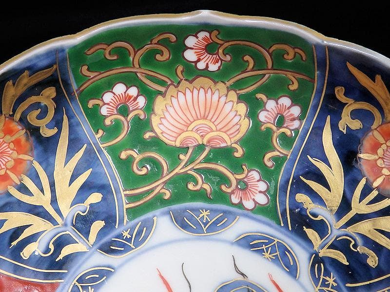 古伊万里　金襴手　雲龍に花の図　６寸皿　D520AS-CAr