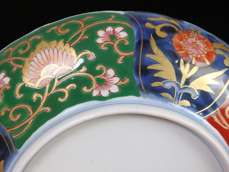 古伊万里　金襴手　雲龍に花の図　６寸皿　D520AS-CAr