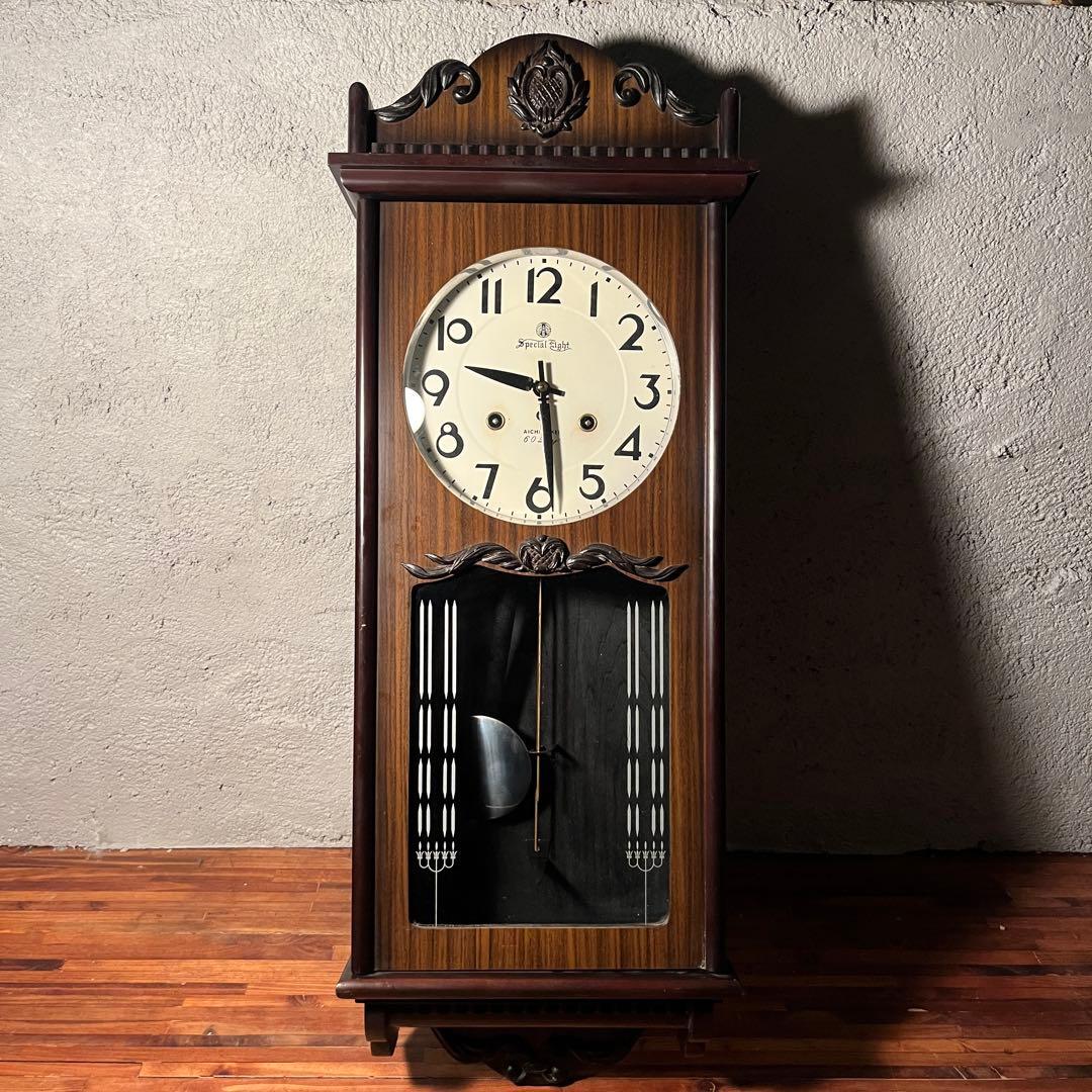 [動作確認済]AICHI TOKEI 掛け時計 振り子式 昭和レトロ 壁掛け時計