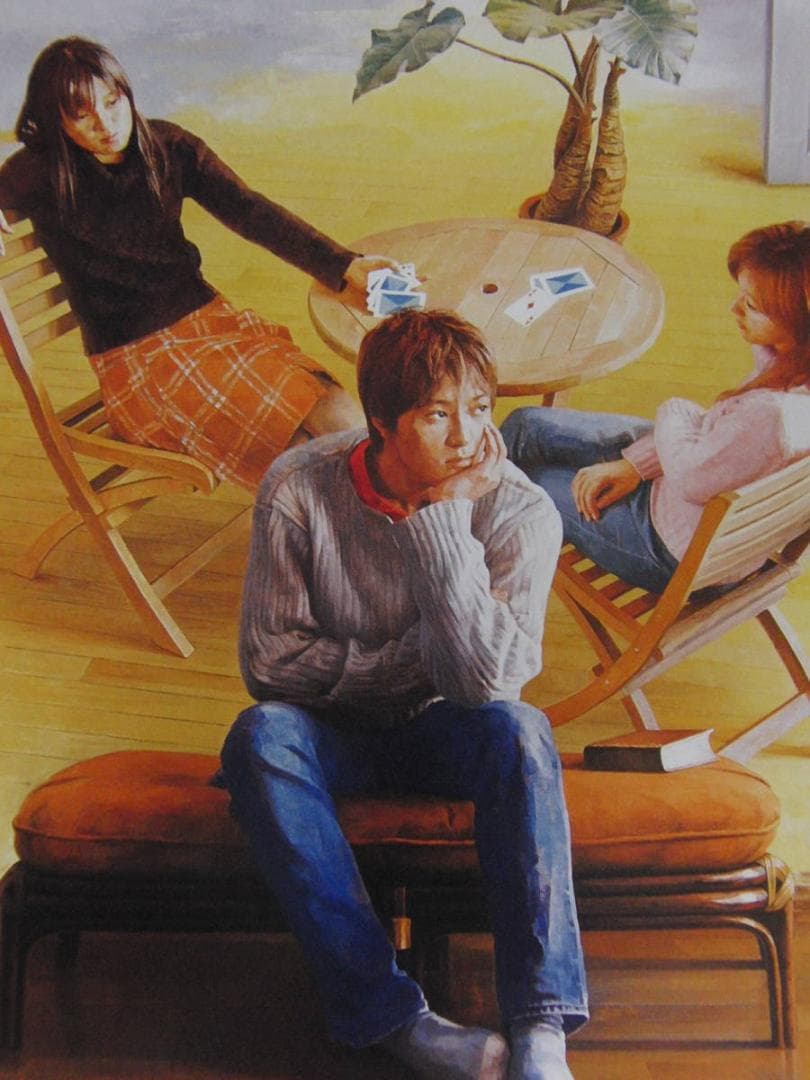 弥富節子、【時の行方】、希少な額装用画集より、新品額装付