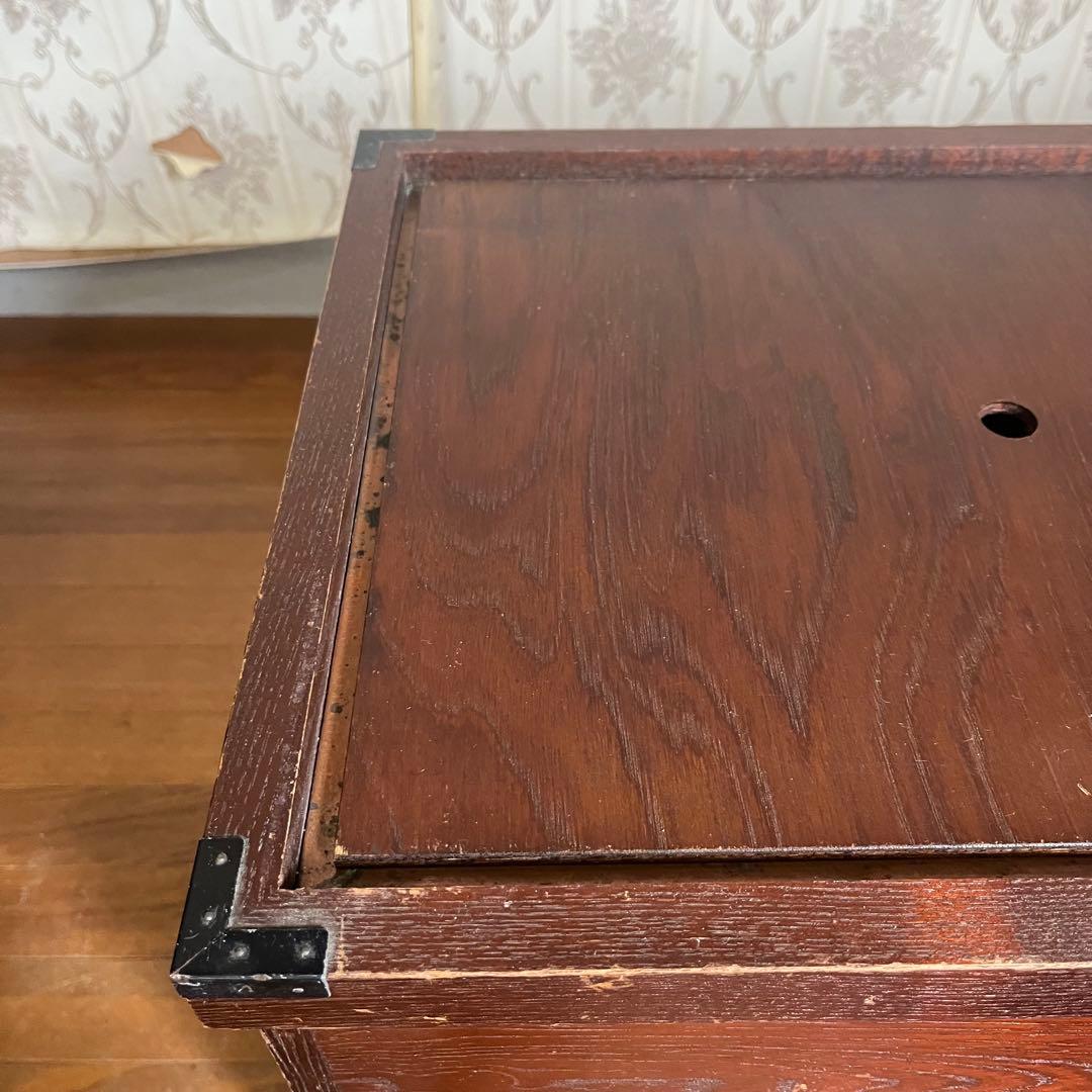 【アンティーク】昭和レトロ 木製 関東火鉢 長火鉢 引き出し付 囲炉裏 古道具