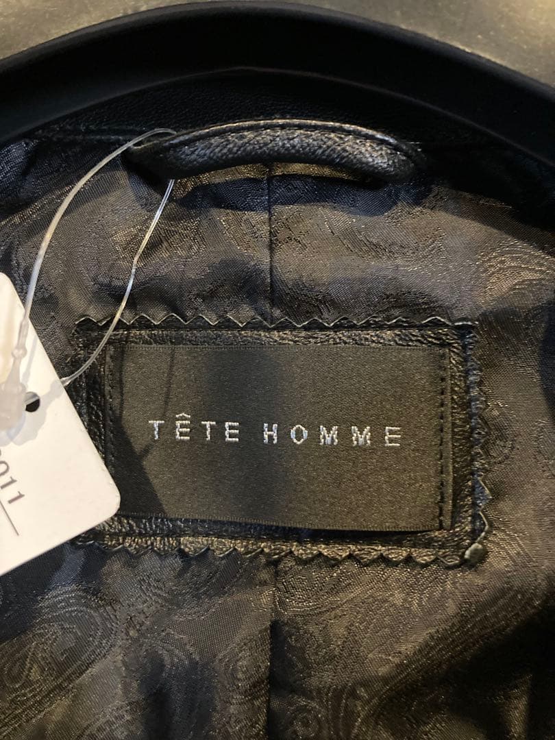 新品　TETE HOMME シープレザーシングルライダースジャケット