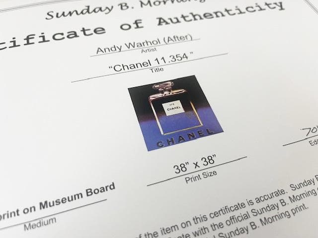 額装品証明書付/シャネル/サンデー B モーニング/ウォーホル/ CHANEL