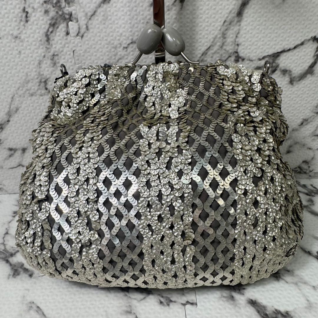 【未使用タグ付き】ジャマンピュエッシュ　パーティバッグ　スパンコール刺繍　がま口