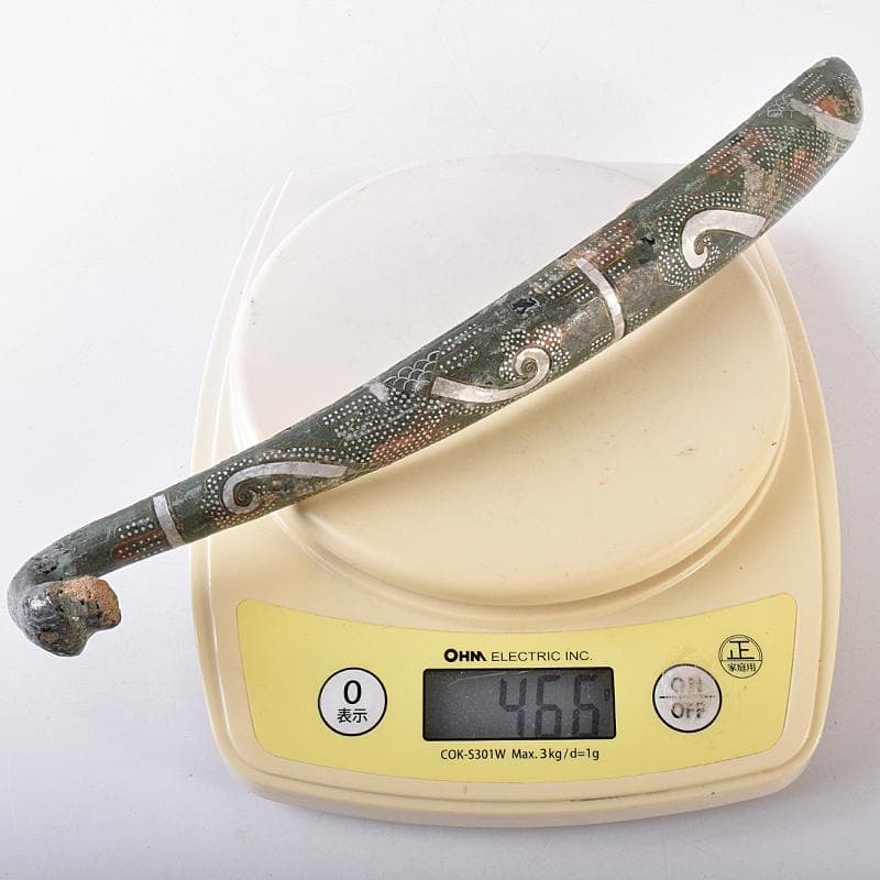 中国　古銅青銅　象嵌　帯鉤　筆架　M　R8093