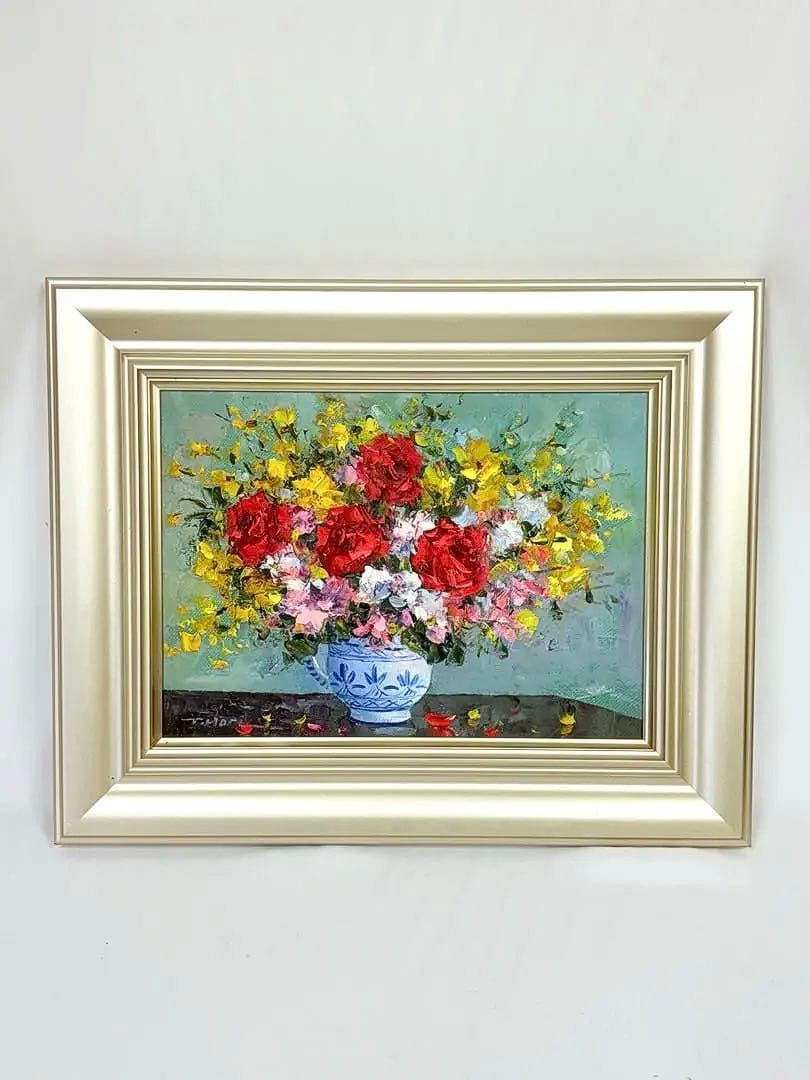 「薔薇」 　堀哲夫 【肉筆】油絵 油彩画 絵画 日本画 アート 花 直筆サイン有