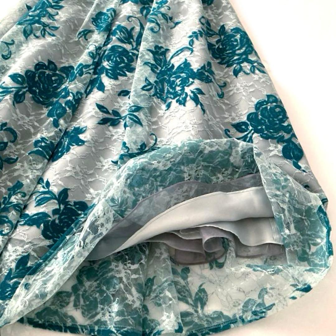 新品★ AIMER 花柄レース ドレスワンピース チュール バッククロス リボン