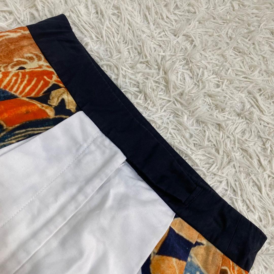 ドリスヴァンノッテン 藍染 和柄 総柄 スカート コットン 白 36 S