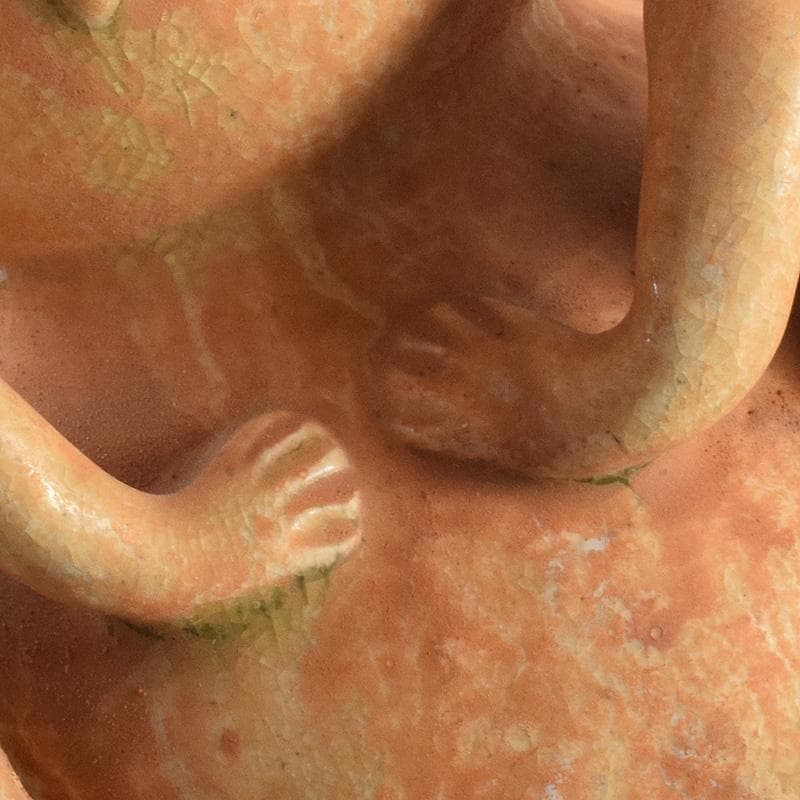 中国　自然釉　人物四耳壷　V　R7644