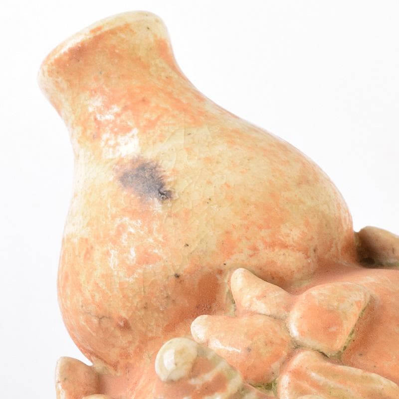 中国　自然釉　人物四耳壷　V　R7644