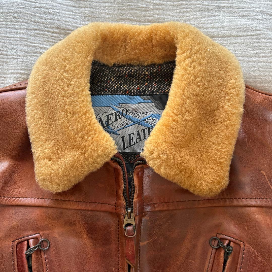 希少　AERO LEATHERS エアロレザー　36 襟ムートン　ホースハイド