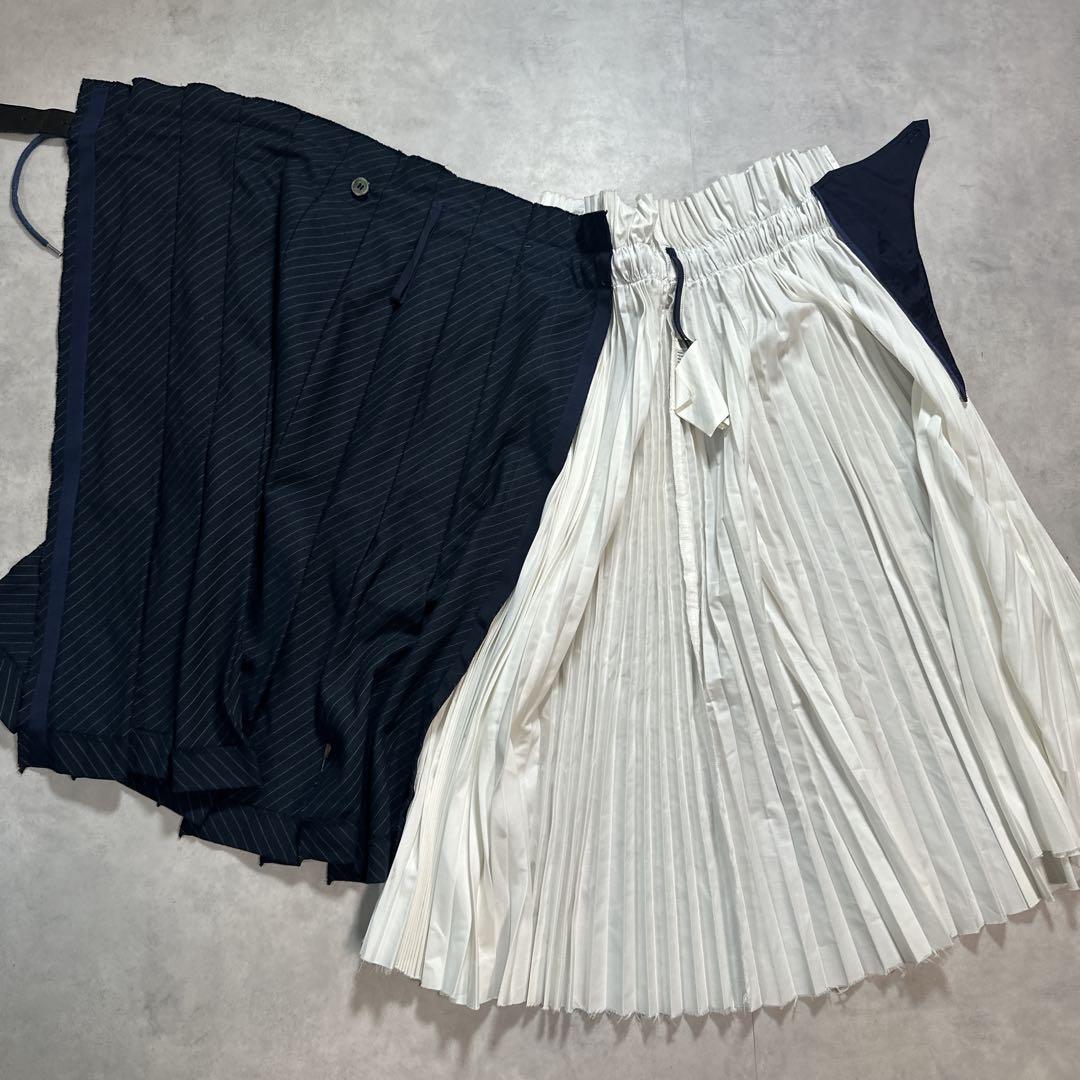 SACAI サカイ プリーツスカート 切り替え ラップスカート 巻き ベルト