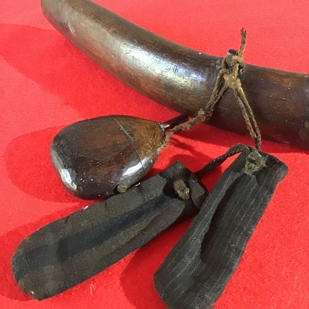 火縄銃　煙硝入　口薬入　玉袋2種　江戸期　マタギ民族資料