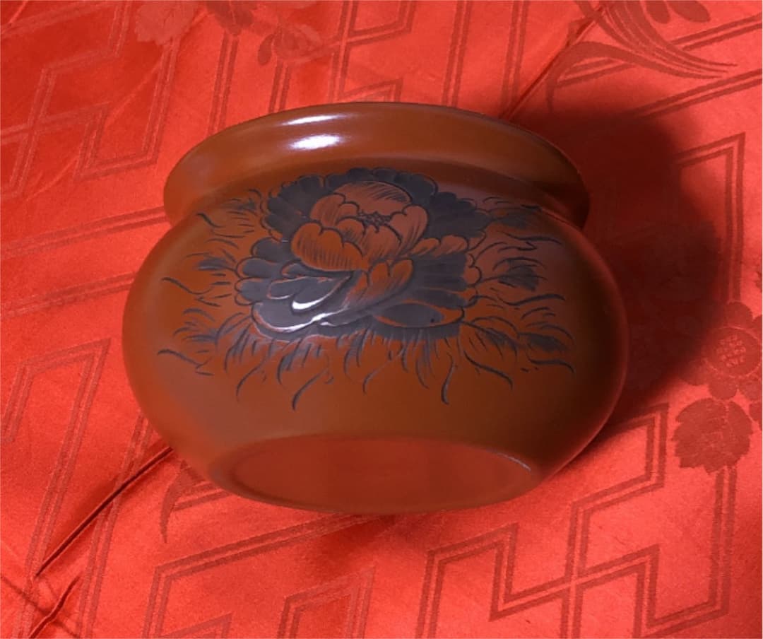 常滑焼　茶道具　茶こぼし　水こぼし　建水　牡丹