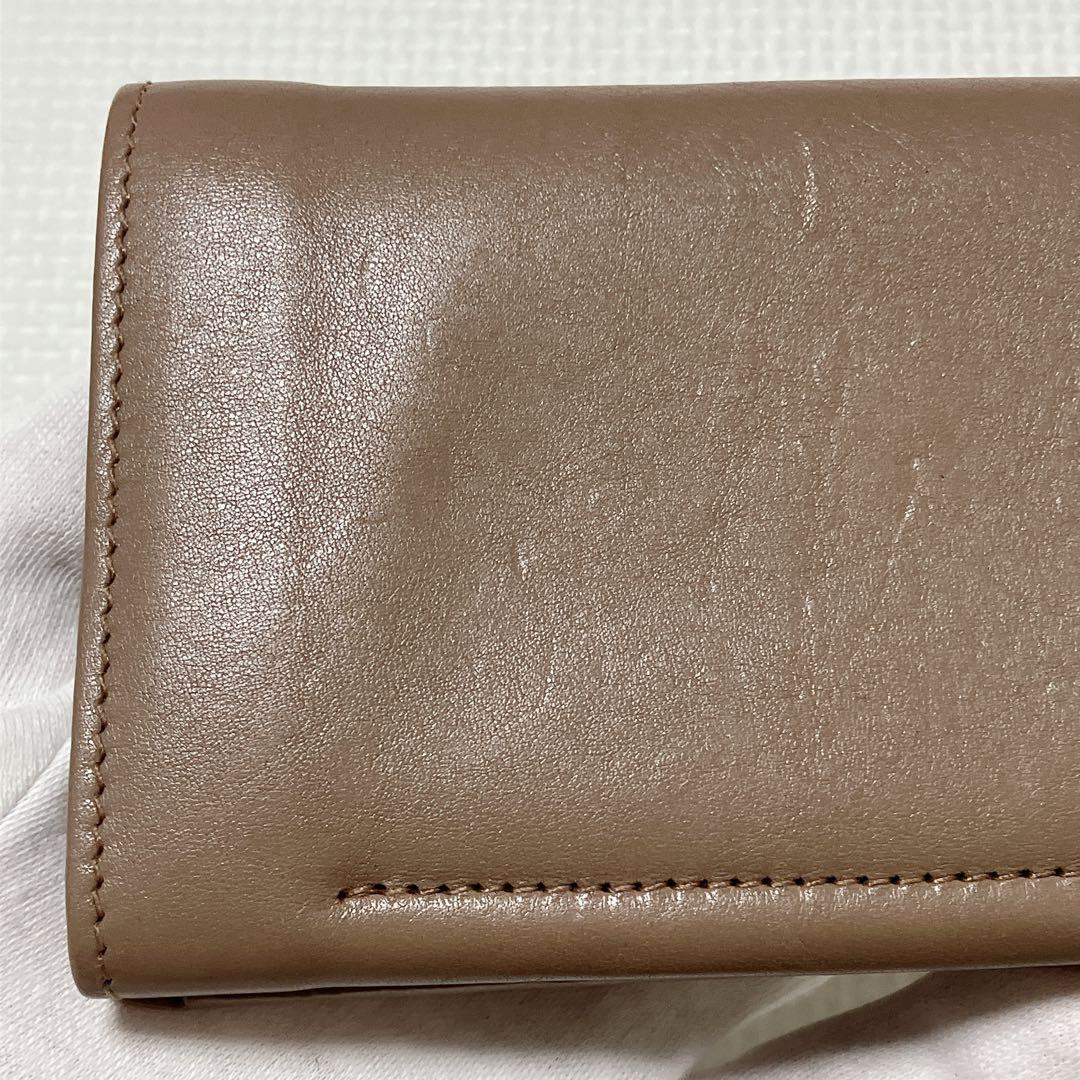 極美品　IL BISONTE イルビゾンテ　レザー二つ折り財布　グレージュ