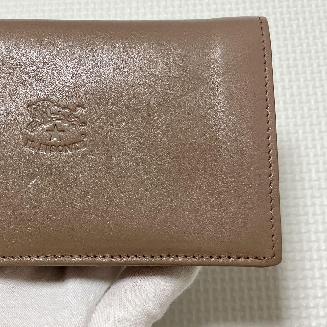 極美品　IL BISONTE イルビゾンテ　レザー二つ折り財布　グレージュ
