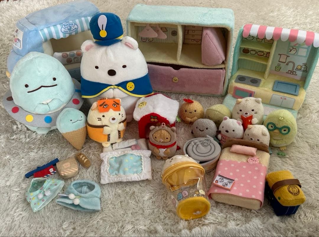 すみっコぐらし　ぬいぐるみ　てのり　ベッド　クローゼット　キッチン　布団