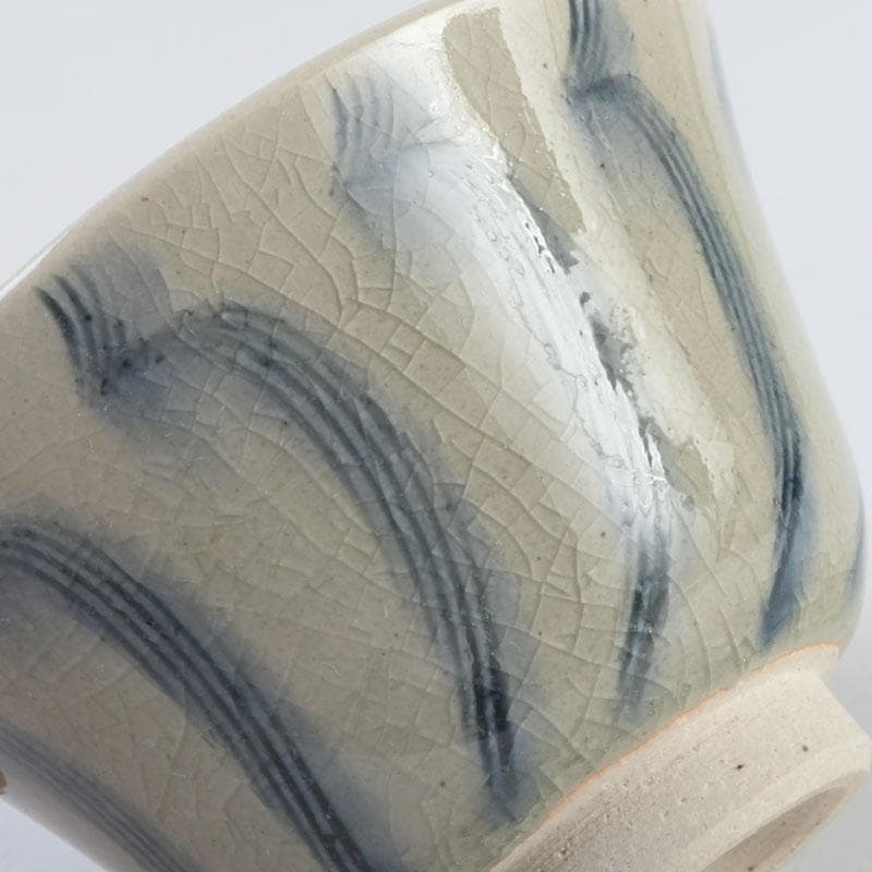 茶道具　御深井焼　南山窯　田沼春ニ作　染付　汲出茶碗　五客　共箱　V　9298