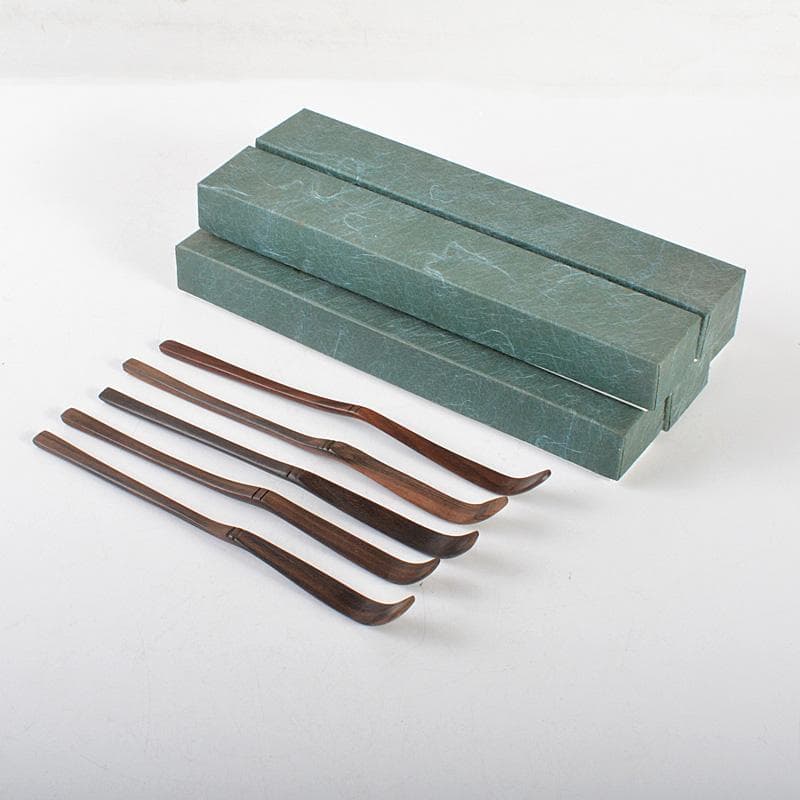 茶道具　黒柿製　茶杓　5点まとめて　箱付　N　6403