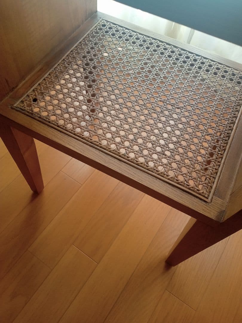 【ZARA  ザラホーム】サイドテーブル　ガラス×ラタン×ウッド