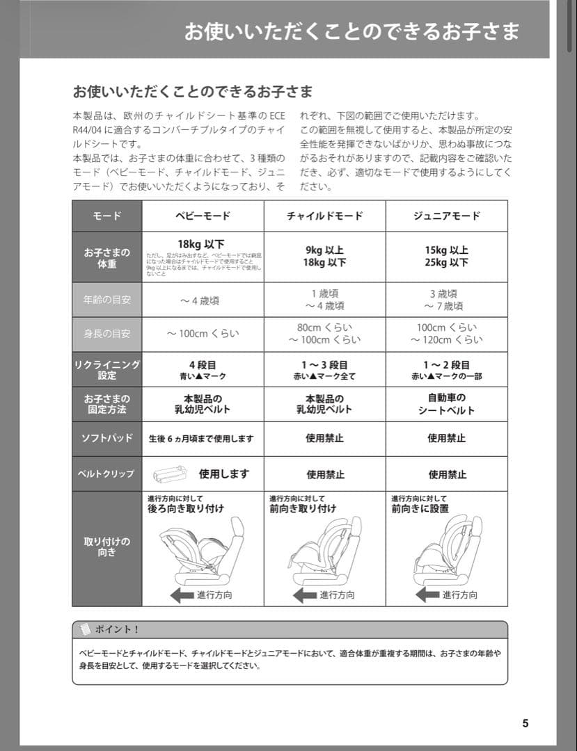 かっぱJoie Valiant コンバーチブルタイプチャイルドシート　美品