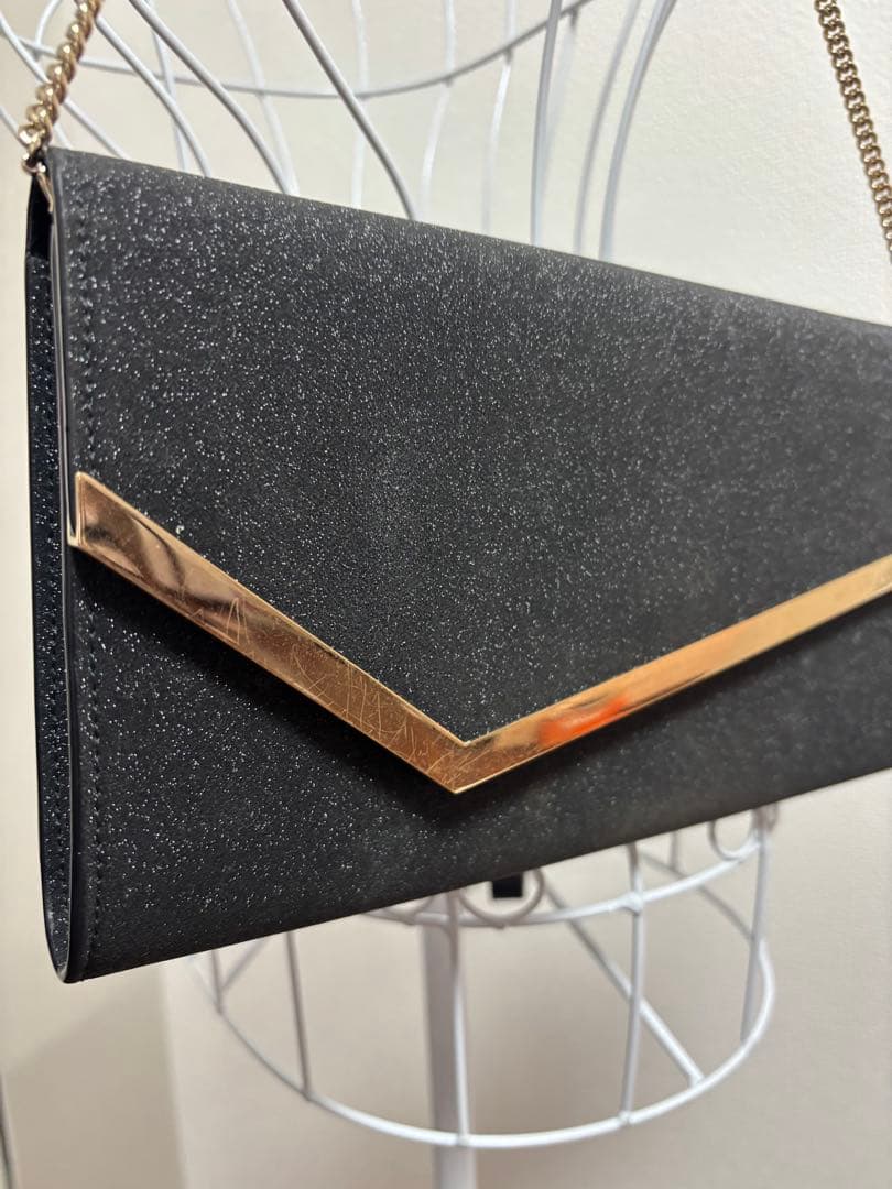 JIMMY CHOO クラッチバッグ 黒　ジミーチュウ　ラメ パーティー