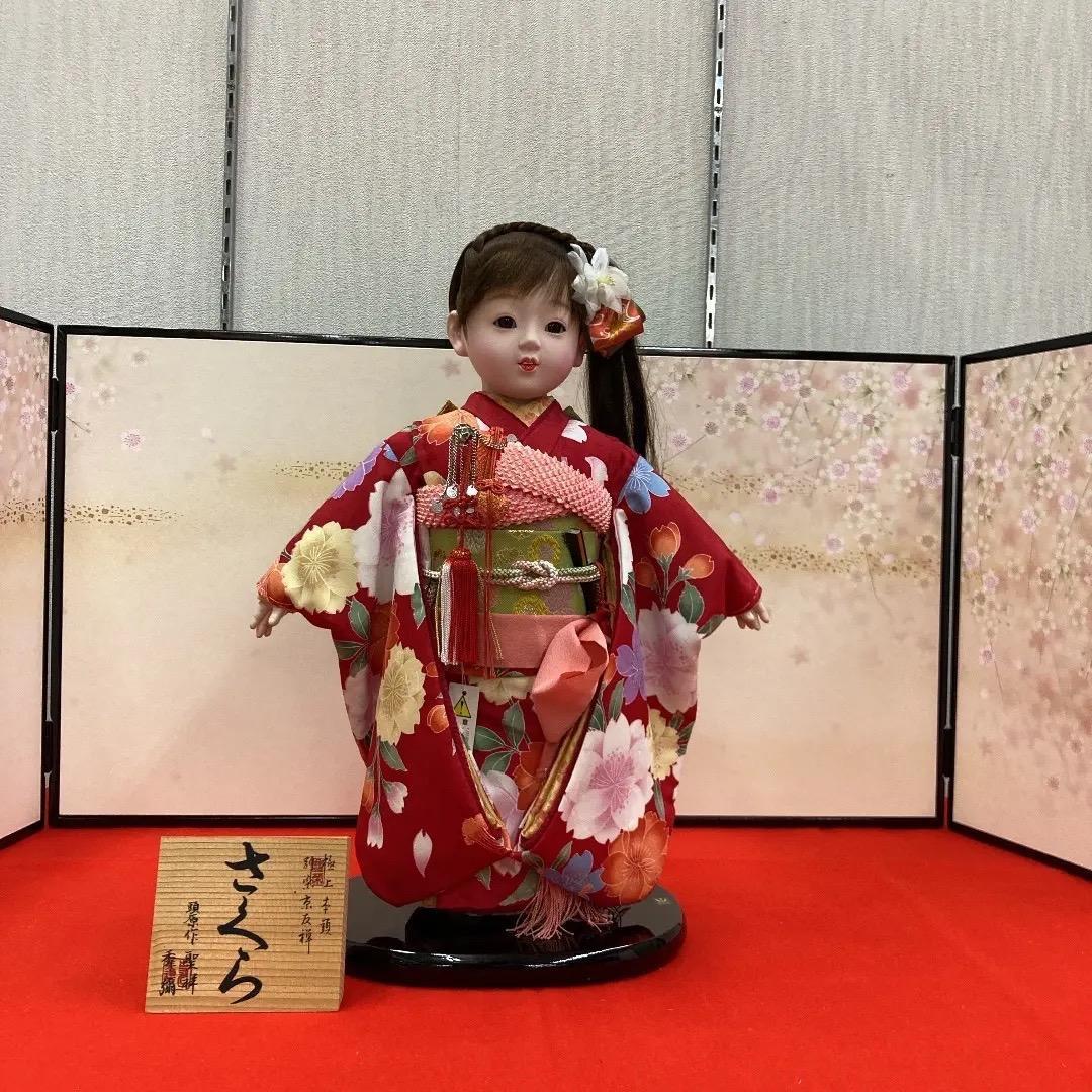 2203 可愛い市松人形　美品　市松人形　ポニーテール人形　高さ42.5㎝位