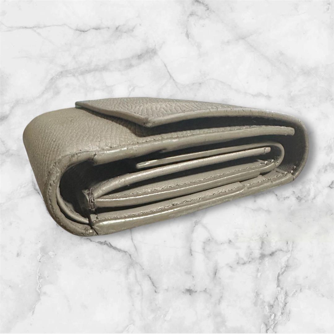 CELINEセリーヌ グレー レザー トリフォールドウォレット 三つ折り財布