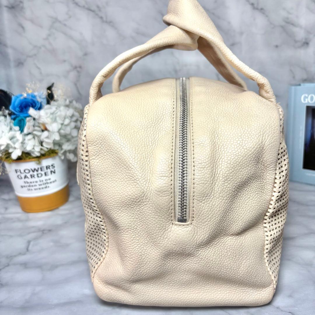 10万→♡シャネル パンチング ハンドバッグ ベージュ キャビアスキン デカココ