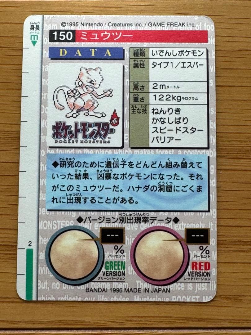 ミュウツー No.150 カードダス 赤 1996年