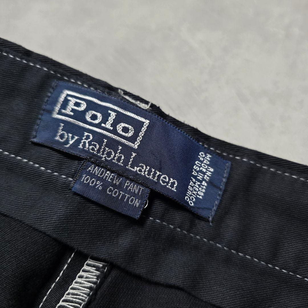 90sPoloByRalphLaurenラルフローレン黒染めANDREWポロチノ