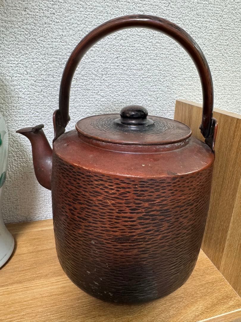 アンティーク　骨董品　槌目　銅製　茶道具　やかん器　在名　淨